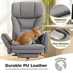 Fauteuil de bureau de direction grand dossier, chaise de bureau en cuir PU grande taille avec hauteur réglable, accoudoirs rembourrés et repose-pieds