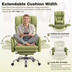 Fauteuil de bureau de direction grand dossier, chaise de bureau en cuir PU grande taille avec hauteur réglable, accoudoirs rembourrés et repose-pieds