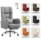 Fauteuil de bureau de direction grand dossier, chaise de bureau en cuir PU grande taille avec hauteur réglable, accoudoirs rembourrés et repose-pieds