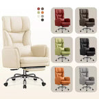 Fauteuil de bureau de direction grand dossier, chaise de bureau en cuir PU grande taille avec hauteur réglable, accoudoirs rembourrés et repose-pieds