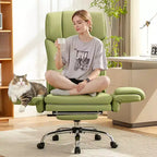 Fauteuil de bureau de direction grand dossier, chaise de bureau en cuir PU grande taille avec hauteur réglable, accoudoirs rembourrés et repose-pieds