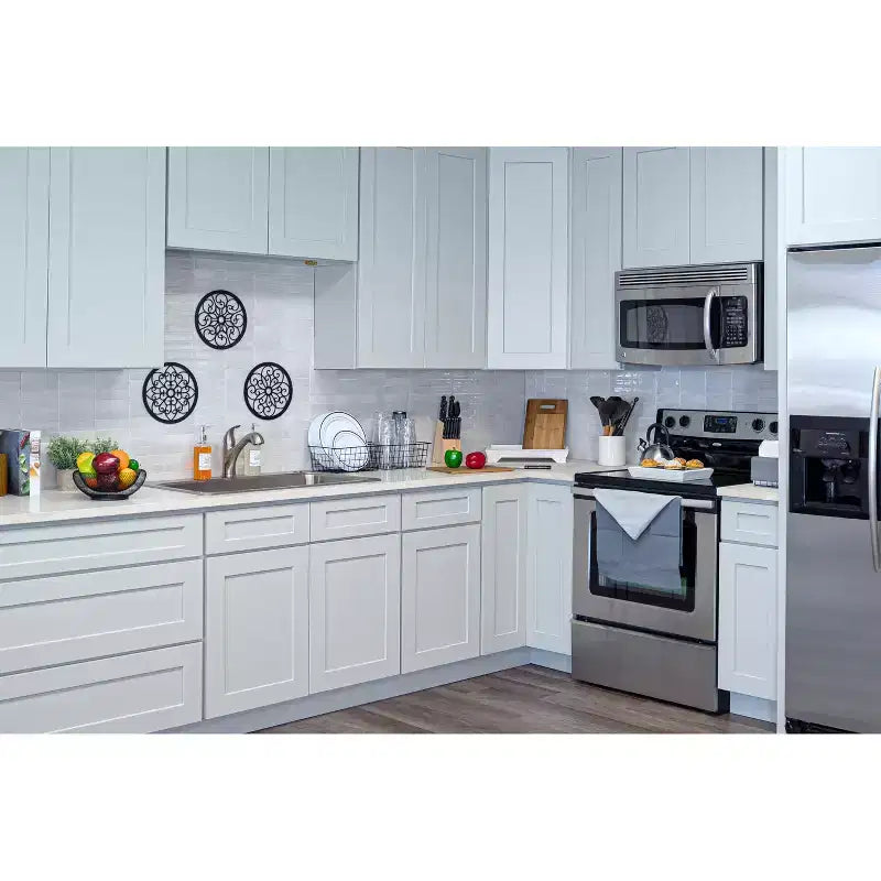 24 W x 42 H x 12 D Shaker Base Kitchen Cabinet, Solid Wood Frame, Water-Based Low-VOC Paint, Soft-Close, RTA, Dove Gray