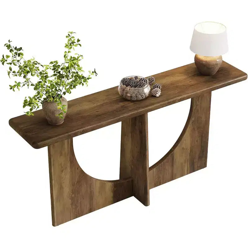 71-Inch Long Console Table, Farmhouse Entryway Table with Sturdy Geometric Frame, Sofa Table Behind The Couch for Living Room, Rustic Brown