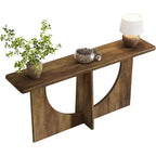 Table console longue de 180 cm, table d'entrée de style campagnard avec cadre géométrique robuste, table de canapé derrière le canapé pour le salon, marron rustique