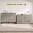 Commode à 8 tiroirs de 140 cm de large, meuble de rangement horizontal indépendant noir pour chambre à coucher, salon, couloir et entrée