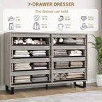Commode à 8 tiroirs de 140 cm de large, meuble de rangement horizontal indépendant noir pour chambre à coucher, salon, couloir et entrée