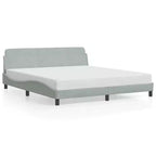 vidaXL Bed FrameVelvet, Metal, Solid Pine Wood, Plywood Queen