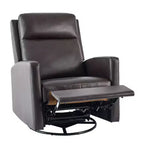 Swivel Rocking Recliner, Wide PU Leather Glider Sofa Chair with Ergonomic High Backrest for Living Room, Bedroom, Chocolate