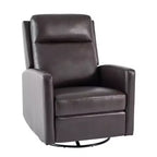 Fauteuil inclinable pivotant, large fauteuil de salon en cuir PU avec dossier haut ergonomique pour salon, chambre, couleur chocolat