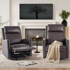 Fauteuil inclinable pivotant, large fauteuil de salon en cuir PU avec dossier haut ergonomique pour salon, chambre, couleur chocolat