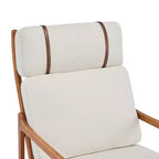 Fauteuil d'appoint moderne du milieu du siècle avec cadre en bois massif et dossier haut, revêtement beige, pour coin lecture