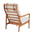 Fauteuil d'appoint moderne du milieu du siècle avec cadre en bois massif et dossier haut, revêtement beige, pour coin lecture
