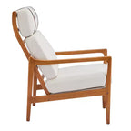 Fauteuil d'appoint moderne du milieu du siècle avec cadre en bois massif et dossier haut, revêtement beige, pour coin lecture