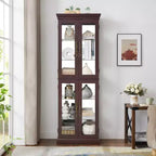 Vitrine lumineuse en verre avec étagères réglables, charnières de haute qualité et poignées vintage