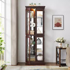 Vitrine lumineuse en verre avec étagères réglables, charnières de haute qualité et poignées vintage