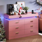Commode à 6 tiroirs, pour placard, avec lumières LED flottantes et station de charge, armoire de rangement pour chambre à coucher, salon, 120 cm de large