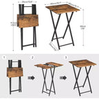 Table de service pliante pour télévision, table d'appoint portable en bois pour canapé, table d'appoint industrielle pour petits espaces – Gain de place, installation et pliage faciles