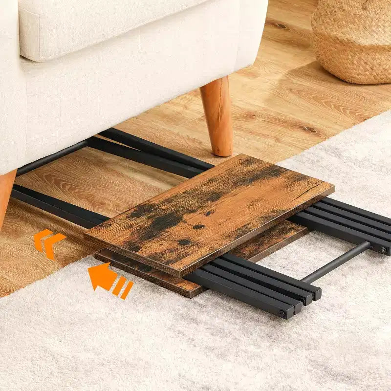 Folding TV Tray Table, Wooden Portable Sofa Side Table, Industrial Snack End Table for Small Spaces - Space-Saving, Easy Install & Fold