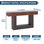 Console étroite à 2 niveaux de 160 cm avec station de charge, table de canapé en bois pour entrée, foyer ou salon, rangement derrière le canapé
