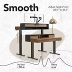 Bureau debout avec tiroirs, bureau électrique réglable en hauteur de 48 pouces avec rangement, bureau assis-debout d'une seule pièce avec étagère pour moniteur