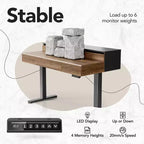 Bureau debout avec tiroirs, bureau électrique réglable en hauteur de 48 pouces avec rangement, bureau assis-debout d'une seule pièce avec étagère pour moniteur